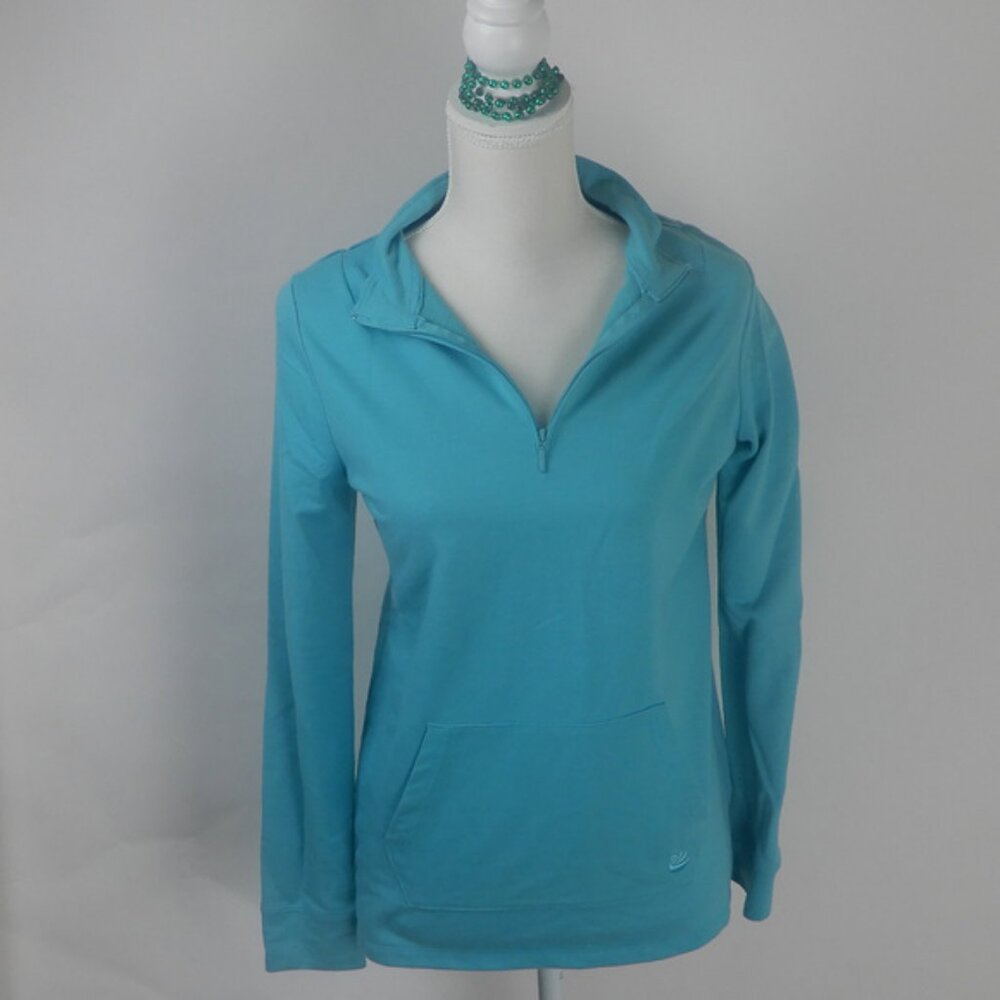 GVS Women's Pullover Top Sz S Aqua Long Sleeve Shirt with Front Pocket (CJ011)